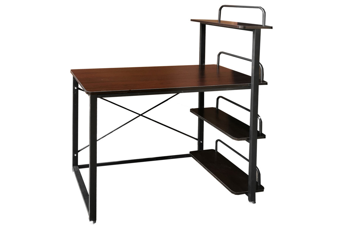 Bureau - met planken - 120x50x125 cm - bruin-grijs