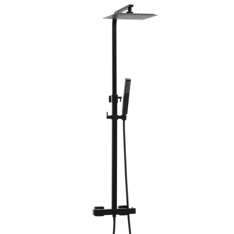 Doucheset zwart - met Regendouche 25cm - en Thermostaatkraan