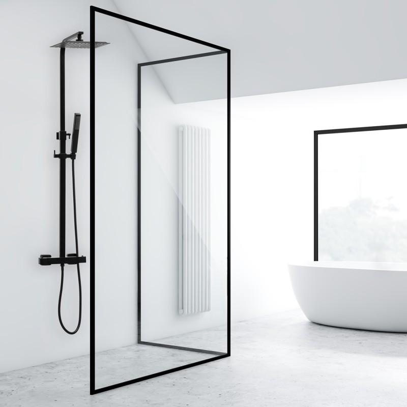 Doucheset zwart - met Regendouche 25cm - en Thermostaatkraan