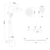 Zwarte doucheset - ø 25 cm - thermostaatkraan & handdouche