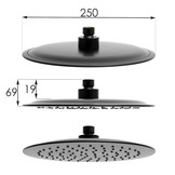 Zwarte doucheset - ø 25 cm - thermostaatkraan & handdouche
