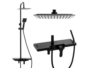 Doucheset - met Regendouche 25 cm - Vierkant - Zwart