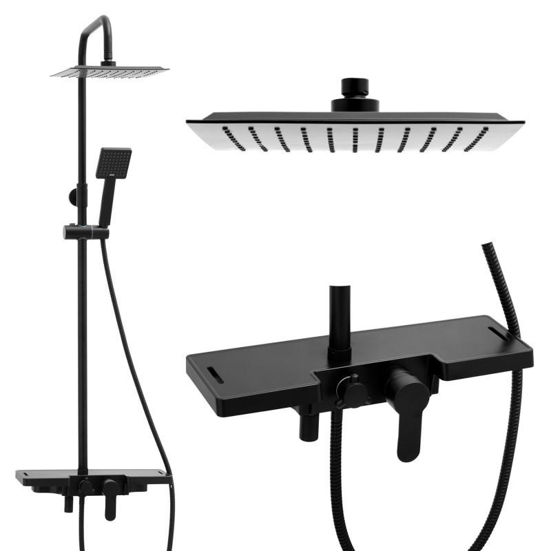 Doucheset - met Regendouche 25 cm - Vierkant - Zwart
