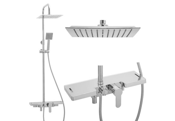 Doucheset - met Regendouche 25 cm - Vierkant - Chroom