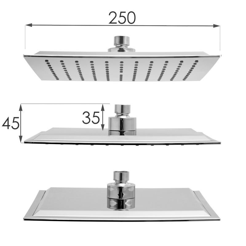 Doucheset - met Regendouche 25 cm - Vierkant - Chroom