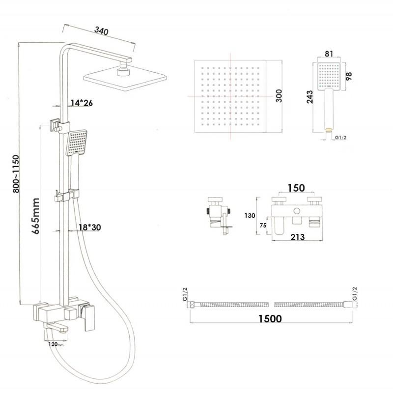 Doucheset - met Douchemengkraan - en  Regendouche 30 cm