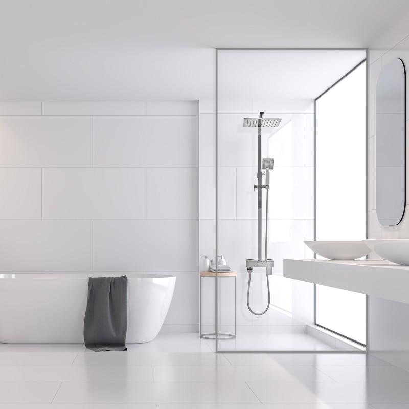 Doucheset - Vierkant - met Badkraan - en Regendouche 25cm - Chroom