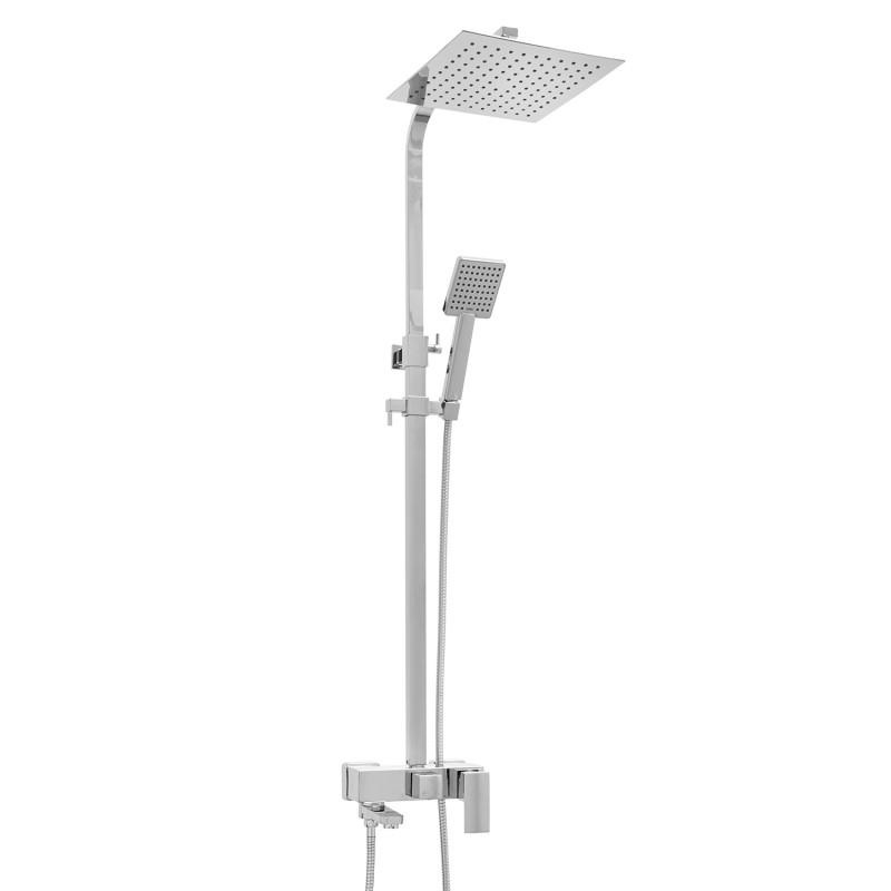 Doucheset - Vierkant - met Badkraan - en Regendouche 25cm - Chroom