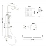 Doucheset - Vierkant - met Badkraan - en Regendouche 25cm - Chroom