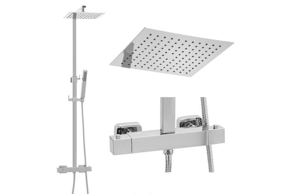 Doucheset - Thermostaatkraan - met Regendouche 25cm - Chroom