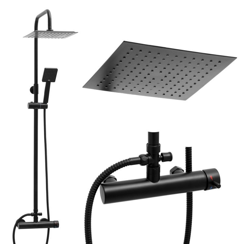 Doucheset - met Regendouche 25 cm - en Handdouche - Zwart