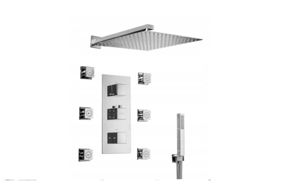 Douchepaneel inbouwset - met Regendouche - massage - hydrojets