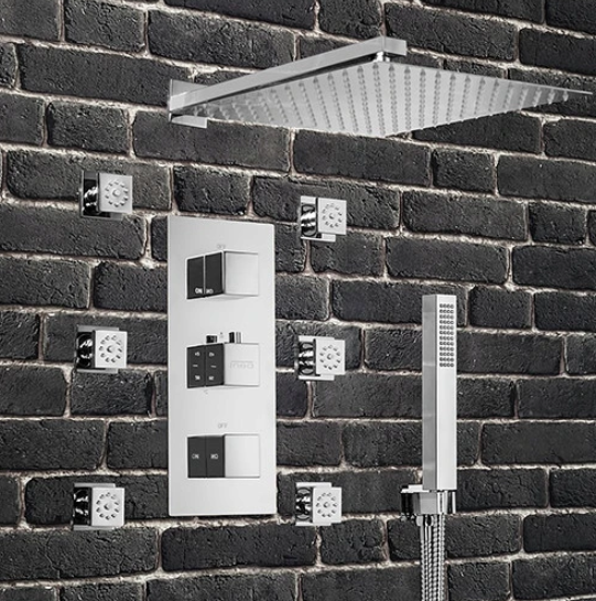 Douchepaneel inbouwset - met Regendouche - massage - hydrojets