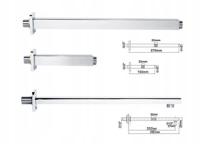 Douchepaneel inbouwset - met Regendouche - massage - hydrojets