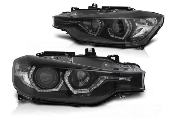 Koplampen geschikt voor BMW F30/F31 10 11 - 05 15 ANGEL EYES LED ZWART DRL dagrijlicht