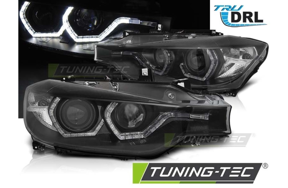 Koplampen geschikt voor BMW F30/F31 10 11 - 05 15 ANGEL EYES LED ZWART DRL dagrijlicht