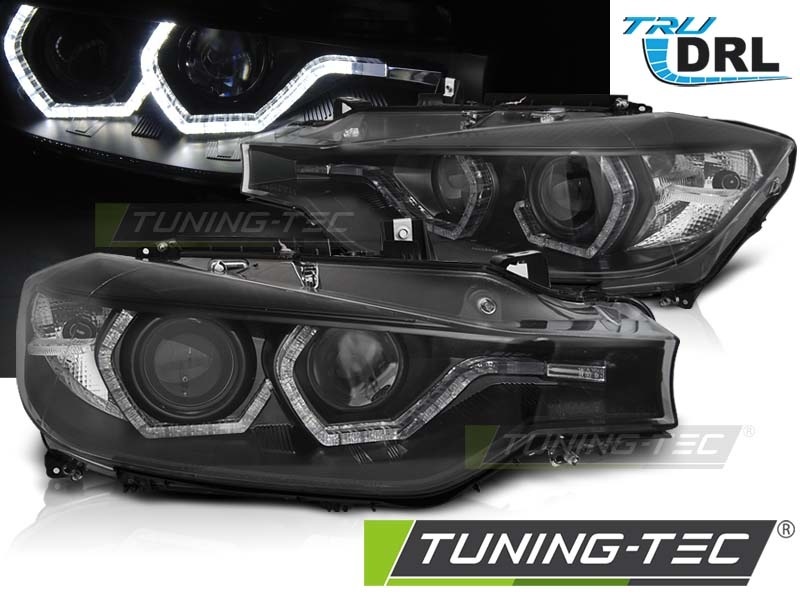 Koplampen BMW F30/F31 10 11 - 05 15 ANGEL EYES LED ZWART DRL dagrijlicht