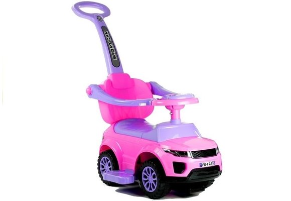 Loopauto - met duwstang - 62x44x85 cm - roze - tot 27 kg