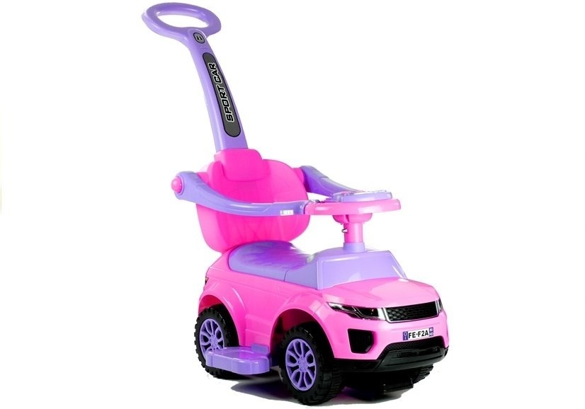 Loopauto - met duwstang - 62x44x85 cm - roze - tot 27 kg