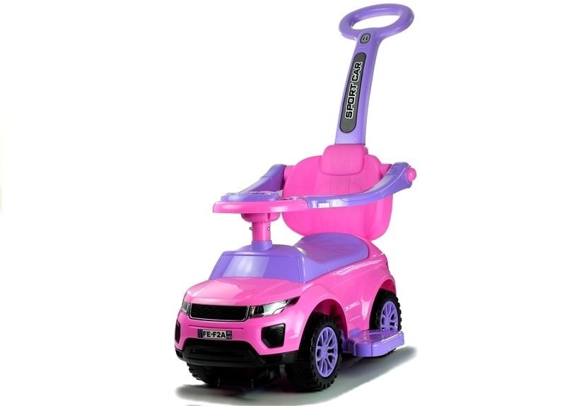 Loopauto - met duwstang - 62x44x85 cm - roze - tot 27 kg