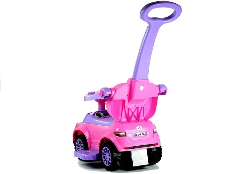 Loopauto - met duwstang - 62x44x85 cm - roze - tot 27 kg