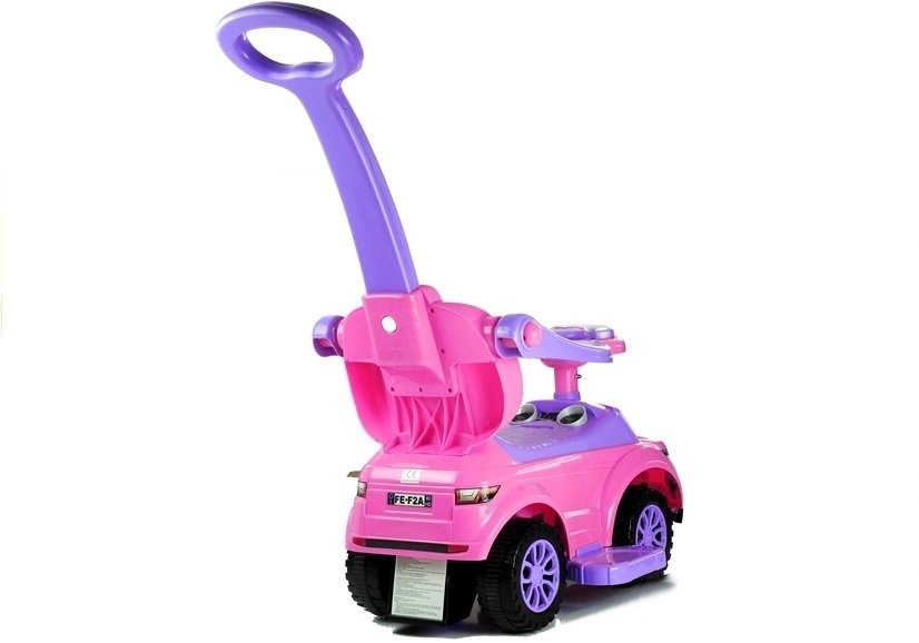 Loopauto - met duwstang - 62x44x85 cm - roze - tot 27 kg