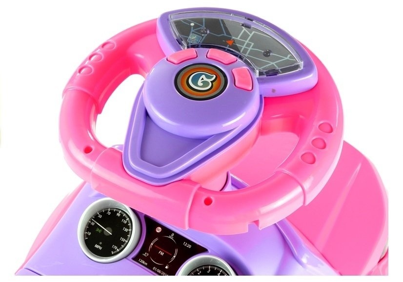 Loopauto - met duwstang - 62x44x85 cm - roze - tot 27 kg