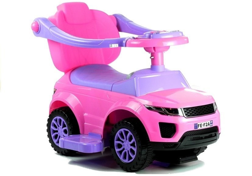 Loopauto - met duwstang - 62x44x85 cm - roze - tot 27 kg