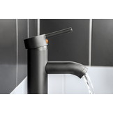 Wastafelkraan - zwart - 30 cm - Badkamerkraan + montageset