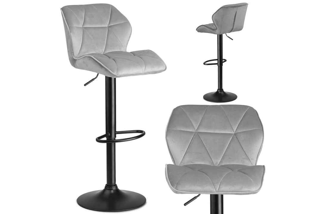 Barkruk met rugleuning grijs - hoogte verstelbaar 62 -82 cm