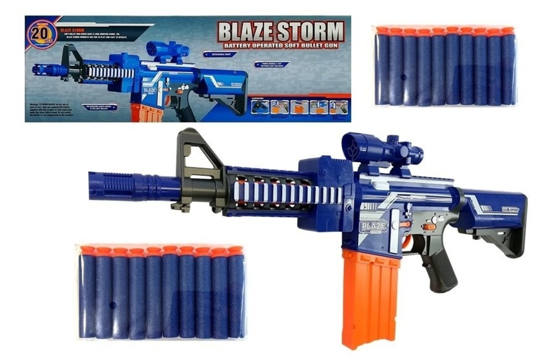 Speelgoedgeweer met groot magazijn en 20 pijlen – Blauw