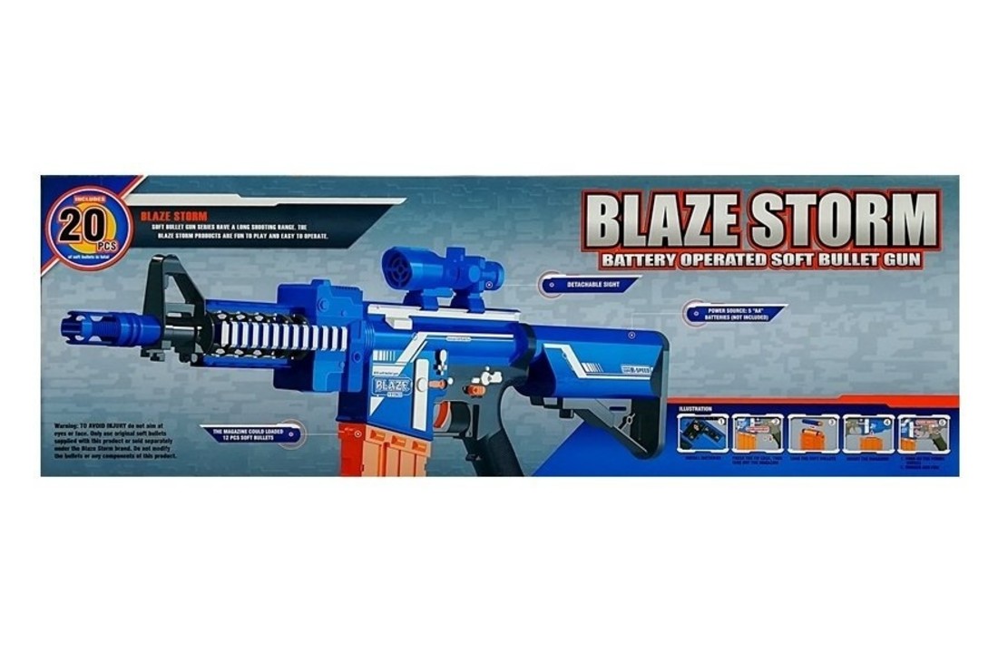 Speelgoedgeweer met groot magazijn en 20 pijlen – Blauw