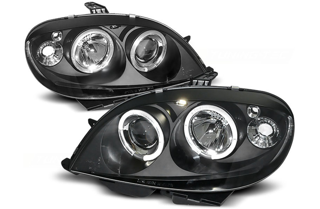Koplampen geschikt voor CITROEN SAXO 09 99-06 03 ANGEL EYES ZWART dual halo rims