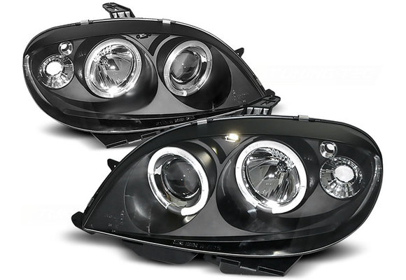 Koplampen geschikt voor CITROEN SAXO 09 99-06 03 ANGEL EYES ZWART dual halo rims