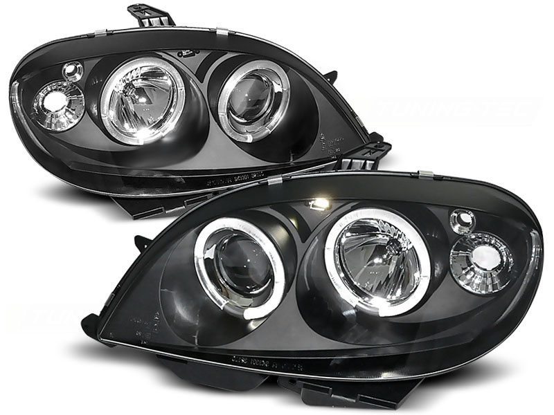 Koplampen CITROEN SAXO 09 99-06 03 ANGEL EYES ZWART dual halo rims