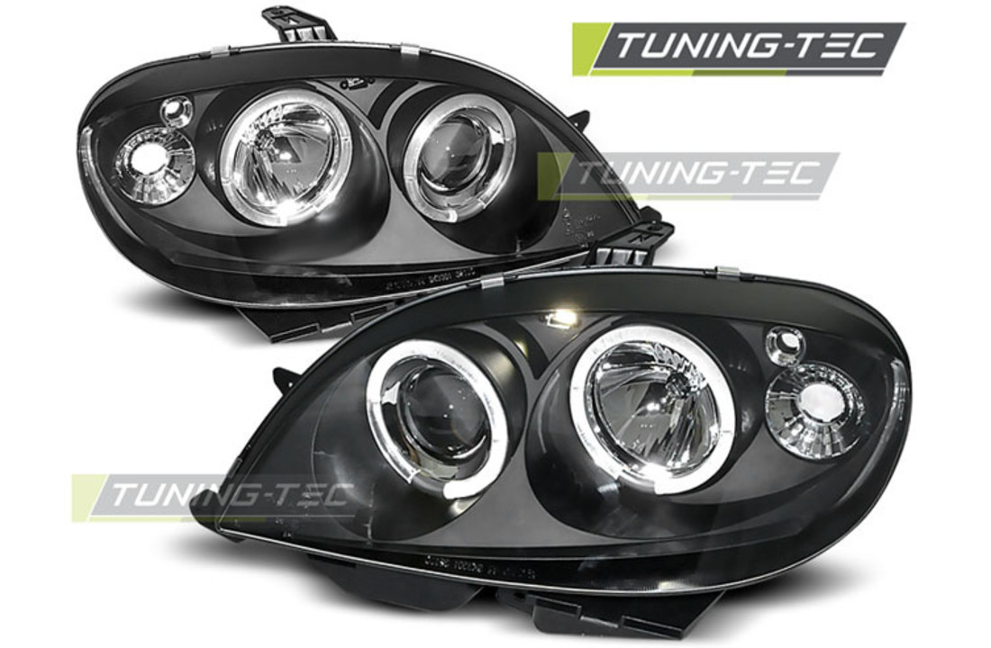 Koplampen geschikt voor CITROEN SAXO 09 99-06 03 ANGEL EYES ZWART dual halo rims