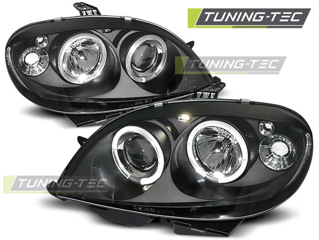 Koplampen CITROEN SAXO 09 99-06 03 ANGEL EYES ZWART dual halo rims