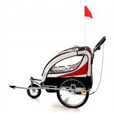 Fietskar kind - Kinderwagen - 2-in-1 - rood-zwart - 2-zits