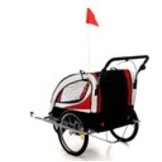 Fietskar kind - Kinderwagen - 2-in-1 - rood-zwart - 2-zits