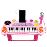 Kinder keyboard - met microfoon & kruk - 45x21x60 cm - roze