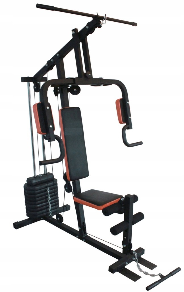 Krachtstation - Home gym -  met 45 kg gewicht - zwart-oranje