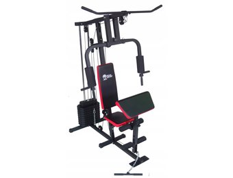 Krachtstation - Home gym -  met 45 kg gewicht - zwart-rood