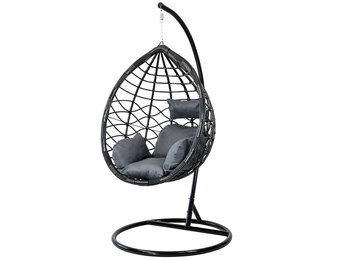 Hangstoel - Ei stoel - met frame - zwart-grijs - tot 125 kg