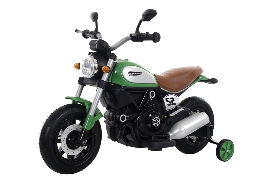 Elektrische kindermotor - accu motor - met zijwielen - groen