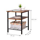 Bijzettafel - 45 x 45 x 56,5 cm - 3 etages - industrieel
