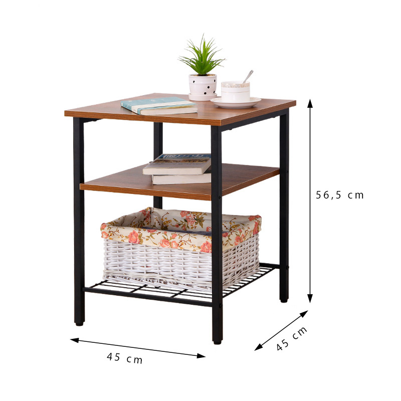Bijzettafel - 45 x 45 x 56,5 cm - 3 etages - industrieel