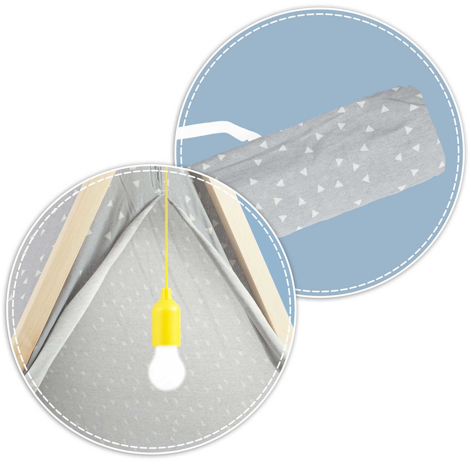 Speeltent kind - met licht & kussens - grijs