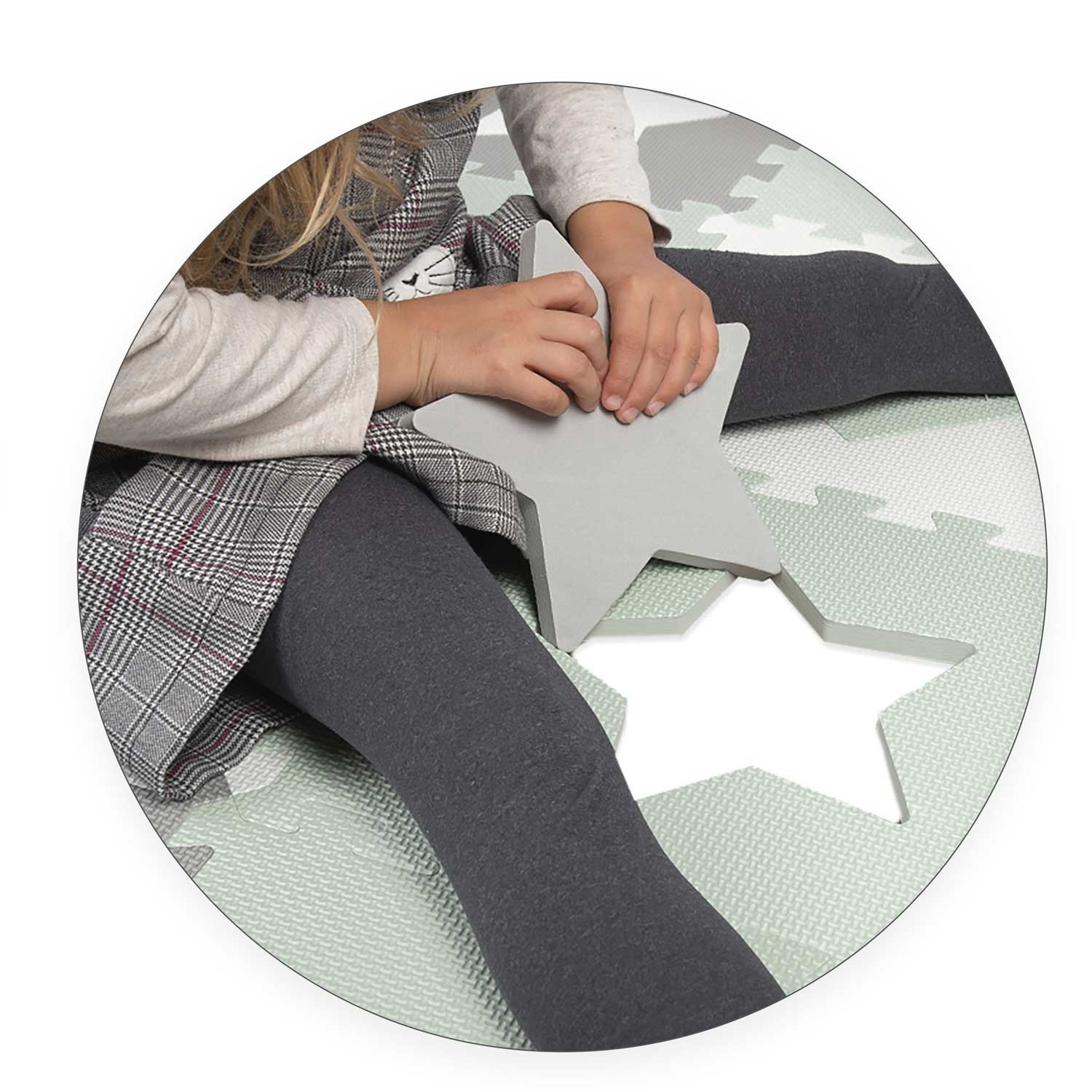 Speelmat baby - Puzzelmat - 150 x 150 cm - grijs-mint