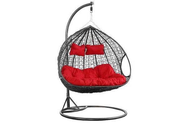 Hangstoel - ei stoel - 2 personen - met frame - zwart-rood