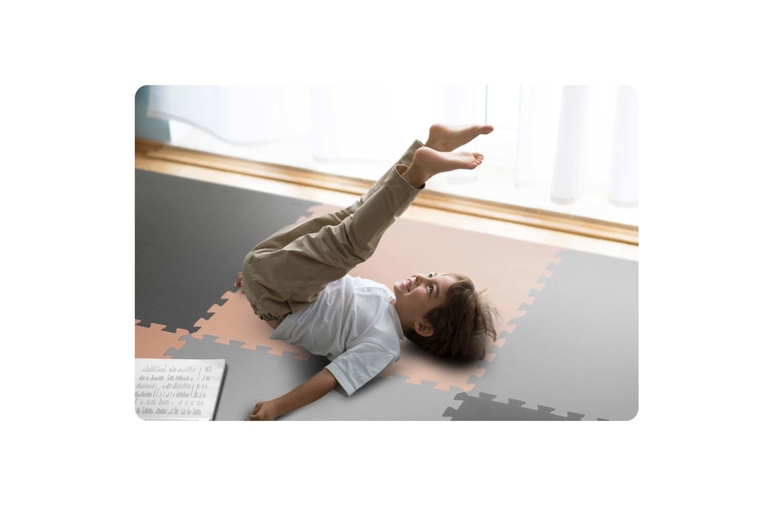 Speelmat baby - Foam puzzelmat - 180x180cm - grijs-perzik